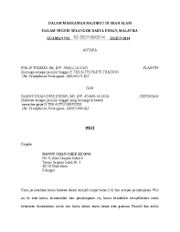 Sebab semasa writ saman dihantar, saya juga tak pasti sama ada ia dihantar ke pejabat atau rumah. Doc Specimen For Writ Statement Of Claim Statement Of Defence Zaleha Zain Academia Edu