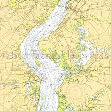 New Jersey Salem Delaware River Nautical Chart Decor