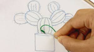 Embroidery definition, the art of working raised and ornamental designs in threads of silk, cotton, gold, silver, or other material, upon any woven fabric, leather, paper, etc., with a needle. Embroidered Cactus Design Step By Step Bordado A Mano Cactus How To Embroider Cactus Youtube