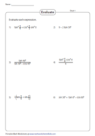 Domain and range of inverse trigonometric functions. Evaluate Trigonometric Expressions Trigonometry Worksheets Worksheets Simple Fractions