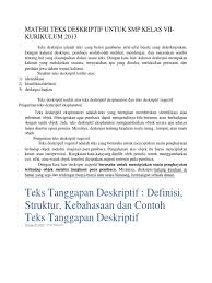 Materi teks tanggapan kelas 9 kurikulum 2013 revisi 2018. Materi Teks Deskriptif Untuk Smp Kelas Vii