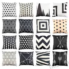 Black And White Geometric Pillow Black White Geometric Pillow Case Cotton Linen Retro Cushion Cover Bed Sofa Deco Almofadas Capas De Almofadas Quartos Novos