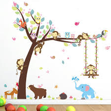 5 out of 5 stars. Amazon Com Cartoon Monkey Owls Tree Jungle Animal Theme Wall Art Decal Sticker Mural Decoration For Living Room Nursery Baby Girl Boy Kids Children S Room Bedroom Decor B Baby