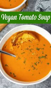 Vegan Tomato Soup In 2020 Vegan Tomato Soup Vegan Soup Recipes Easy Soup Recipes