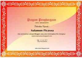 Check spelling or type a new query. Contoh Piagam Penghargaan Blogging Desain Gratis