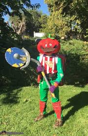 Tomato head costume:this costume has a green suit along with an orange and white vest. Tomato Head Fortnite Halloween Costume Contest At Costume Works Com Boy Halloween Costumes Creative Halloween Costumes Diy Boys Halloween Costumes Diy