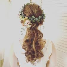 外国人風ヘアー 花かんむり花冠ハワイヘアメイクハワイ挙式ハワイ