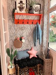 Quirky Boho Entrance Porch Makeover Reveal Caradise Porch Makeover Porch Interior Small Porch Decorating