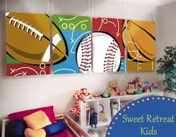 Canvas art sports themed soccer football baseball basketball on fire rustic canvas framed for baby boys room nursery wall decor 4.7 out of 5 stars 299 $29.90 $ 29. Sports Theme Boys Room Sports Room Decor Sports Room Boys Kids Sports Room