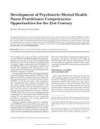 Pdf Development Of Psychiatric Mental Health Nurse Practitioner Competencies Opportunities For The 21st Century