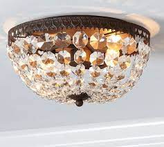 Compatible with mounting on slanted or sloped ceiling. Mia Crystal Flush Mount Pottery Barn