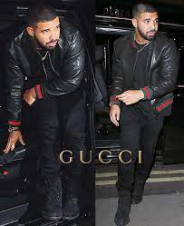 Celebrity Style Drake Wearing Gucci Leather Jacket Gucci Leather Jacket Jackets Men Fashion Leather Jacket