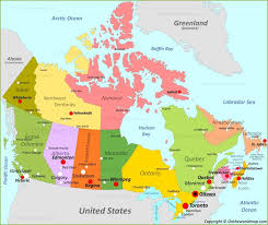 This map shows governmental boundaries of countries, states, provinces and provinces capitals, cities and towns in usa and canada. Map Of Canada Canada Map North America Map London Underground Map