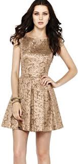Love This Blousy Bloom Jacquard Dress Lyst Gold Pleated Dress Womens Dresses Dresses