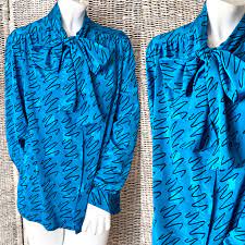 Vintage Pussy Blouse Bow Front High Neck Silky Polyester - Etsy