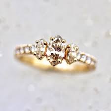 Three Stone Champagne Diamond Ring Engagement Ring Unique Diamond Rings Diamond Wedding Bands Champagne Diamond Rings