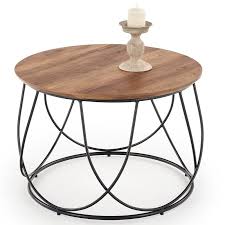 Achetez en toute confiance et sécurité sur ebay! Table Basse Design Avec Plateau Rond Style Noyer Et Structure En Acier