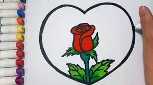 Draw a sideways letter 'u' shape on the rose. How To Draw A Rose In Heart Draw For Kids Youtube
