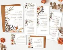 Rea Rustic Burnt Orange Wedding Invitation Template Set Etsy Orange Wedding Invitations Fall Wedding Invitations Burnt Orange Weddings