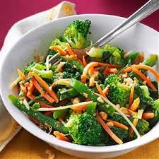 Ginger Sesame Steamed Vegetable Salad Steamed Vegetables Vegetarian Salad Recipes Vegetable Salad Recipes