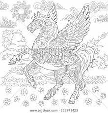 You can use our amazing online tool to color and edit the following unicorn pegasus coloring pages. Pegasus Coloring Page Vector Photo Free Trial Bigstock