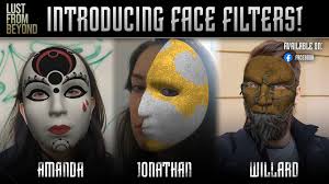Become a member of Cult of Ecstasy with our Lust from Beyond Face Filter!  Wear a mask of Amanda, Jonathan or Willard, and experience the true power  of Lusst'ghaa!  https://www.facebook.com/fbcameraeffects/tryit/363384514900815/ (Requires  the