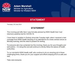 Nsw state agriculture minister adam marshall said in a statement he had tested positive. Oqmj2jy4 Ptz8m