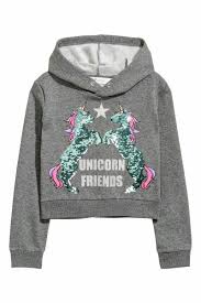 H M Unicorn Friends Cocuk Kiyafetleri Svetsortler Kapusonlu Svetsort
