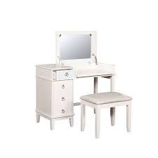 Wooden Vanity Set With Flip Top Mirror And Stool White On Sale Overstock 29213048