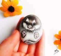 Painted Otter Rock Cute Animal Stone Paintings Diy Rock Art Baby Animals Sea Otter Pup Gift Painted Rock Animals Painted Rocks Animal Painted Rocks