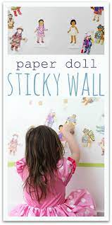 Paper Doll Sticky Wall No Time For Flash Cards Activities For Kids Paper Dolls Toddler Activities