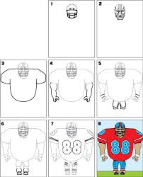 Once you are familiar with a character, try to draw more postures, more outfits and more objects. How To Draw A Football Player Kid Scoop