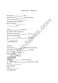 It was written by clarkson along with its producers david hodges and ben moody, both from evanescence. English Worksheets Kelly Clarkson Breakaway