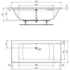 Bezüglich der form haben sie 30 grad (hohe wanner). Ideal Standard Connect Air Duo Badewanne 180 X 80 Cm E106701 Megabad