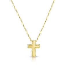 Choose, my dear. first she saw some bracelets, then a pearl necklace, then a gold venetian cross set with precious stones, of exquisite craftsmanship. Roberto Coin New Barocco Yellow Gold Large Cross Necklace 7771624ay180