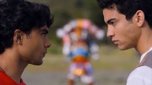 Sir Ivan the Gold Dino Charge power Ranger and Tyler The Red Dino Charge