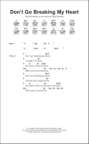 Oh darling tell me now. Don T Go Breaking My Heart Guitar Chords Lyrics Zzounds