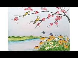 Youtube Drawings Spring Drawing Spring Scenery Video on season scenery landscape drawing. youtube drawings spring drawing