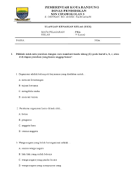 Pemerintah kota bandung dinas pendidikan sd negeri cipamokolan 3 jl. Soal Ukk Pkn Kelas 5