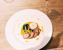 Congolese Afro Fusion Dish Of Lamb Filet With Peanut Sauce Biteku Teku Okra And Cassava Roots African Food Fusion Dishes French Chef