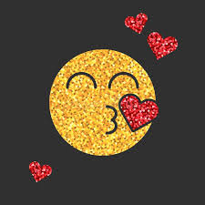 A black heart emoji is part of the 2016 emoji update. Golden Glitter Emoji Icon With Kiss On Black Background Emoticons Sticker With Red Heart Luxury Emoji Symbol For Social Media Stock Vector Illustration Of Happy Graphic 157730150