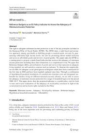 1, 2021, to $10.08 an hour for large employers and $8.21 an hour for other state minimum wages. Pdf All We Need Is Reference Budgets As An Eu Policy Indicator To Assess The Adequacy Of Minimum Income Protection