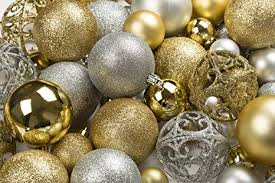 Product title 24pcs christmas baubles xmas tree small solid hanging balls party decor 30mm ornament decoration average rating: Amazon Com R N D Toys 100 Gold And Silver Christmas Ornament Balls Shatterproof 100 Metal Ornament Hooks Hanging Ornaments For Indoor Outdoor Christmas Tree Holiday Party Home Decor Home Kitchen