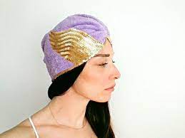 Gold Payet Detayli Lila Havlu Turban Bone Sac Aksesuari 237210 Zet Com Payet Turbanlar Aksesuarlar