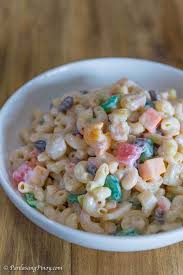 Mix dry salad dressing into pasta; Filipino Sweet Macaroni Salad Panlasang Pinoy