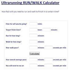 Ultrarunning Run Walk Calculator