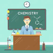 Free Vector | Chemistry Teacher In Classroom. School Science Study,  University Man Research. Vector Illustration Flat Education Background