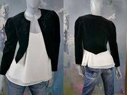 Black Velvet Bolero European Vintage Open Front Cropped Etsy Vintage Clothes Women Cropped Blazer Jacket Cropped Blazer