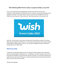 You can get the best discount of up to 51% off. 100 Working Wish Promo Codes Coupons Deals July 2019 By Promocodde Issuu