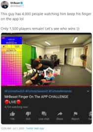 After 70 hours, mrbeast called it and crowned the youtuber, who is known for his elaborate stunts and cash giveaways, challenged willing participants to join his finger on the app competition. Finger On The App Know Your Meme